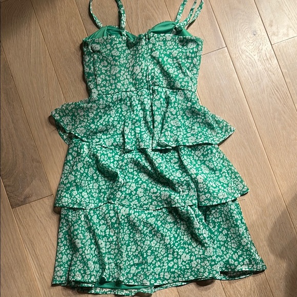 BCX XXS Green and White Floral Mini Dress - Picture 2 of 4